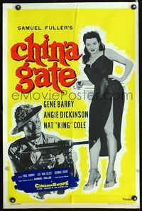 5k404 CHINA GATE English double crown '57 Samuel Fuller, sexy Angie Dickinson & Nat King Cole w/gun!