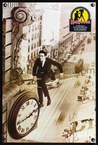 5k414 HOLLYWOOD Harold Lloyd English double crown '80 classic image of Lloyd on flagpole!