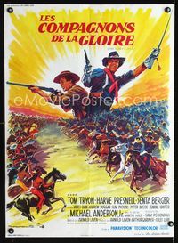 5k270 GLORY GUYS French 23x32 '65 Sam Peckinpah, cool battle artwork by Roger Soubie!