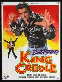 5k303 KING CREOLE French 15x21 R78 best different artwork of tough Elvis Presley by Jean Mascii!