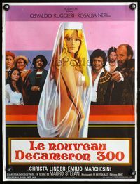 5k288 DECAMERON '300 French 15x21 '72 artwork of sexy bride wearing only veil!