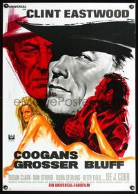 5k239 COOGAN'S BLUFF German '68 great Hans Braun art of Clint Eastwood, directed by Don Siegel!