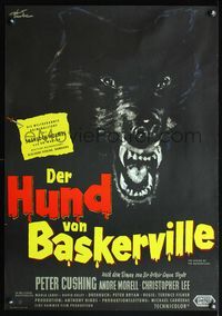 5k244 HOUND OF THE BASKERVILLES German '59 Peter Cushing, crazed dog art by Rolf Goetze!
