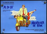 5k254 ROME ADVENTURE German '62 Rolf Goetze art of Troy Donahue & Angie Dickinson on Vespa!