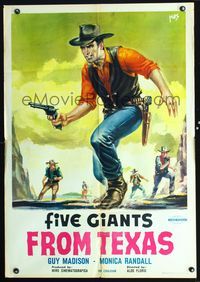 5k162 5 FOR REVENGE Italy/Eng 1sh '68 cool Mos artwork of cowboy Guy Madison w/six shooters!
