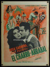 5k091 EL CHARRO DEL ARRABAL Mexican poster '48 Rosa Carmina, Jose Pulido, cool art!