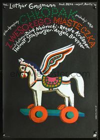 5k682 EINER VOM RUMMEL Polish 26.5x37.75 '83 Lothar Grossmann, Terechowicz art of wooden horse!