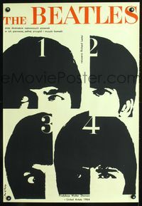 5k649 HARD DAY'S NIGHT Eng Reproduction Polish 23x33 '64 cool art of The Beatles by Waldemar Swierzy