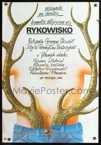 5k728 RYKOWISKO Polish 26.25x38.5 '87 Witold Skurski, wild Edward Lutczyn art of antlers in pants!