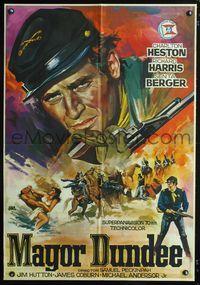 5k361 MAJOR DUNDEE Spanish '65 Sam Peckinpah, Charlton Heston, cool Jano Civil War art!