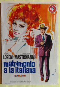 5k363 MARRIAGE ITALIAN STYLE Spanish '64Matrimonio all'Italiana,Jano art of Loren & Mastroianni