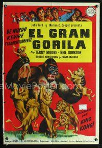 5k365 MIGHTY JOE YOUNG Spanish '49 first Ray Harryhausen, great art of ape w/sexy girl!