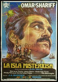 5k369 MYSTERIOUS ISLAND OF CAPTAIN NEMO Spanish '73 Jano art of Omar Sharif, Jules Verne sci-fi!