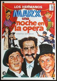 5k371 NIGHT AT THE OPERA Spanish R81 Groucho Marx, Chico Marx, Harpo Marx, Kitty Carlisle!