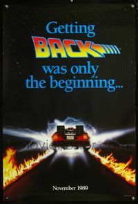 5m099 BACK TO THE FUTURE II teaser flames 1sh '89 Michael J. Fox & Christopher Lloyd, time travel!