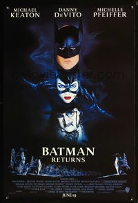 5m121 BATMAN RETURNS DS advance 1sh '92 Michael Keaton, Danny DeVito, Michelle Pfeiffer!