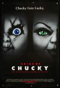 5m193 BRIDE OF CHUCKY DS advance 1sh '98 Child's Play 4, Chucky Gets Lucky, creepy dolls!