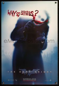 5m274 DARK KNIGHT DS teaser 1sh '08 Heath Ledger as the Joker, why so serious?