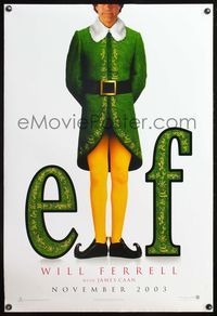 5m299 ELF DS teaser 1sh '03 wacky image of too tall Will Ferrell!