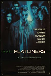 5m018 FLATLINERS advance signed 1sh '90 by Kiefer Sutherland, some lines shouldn't be crossed!