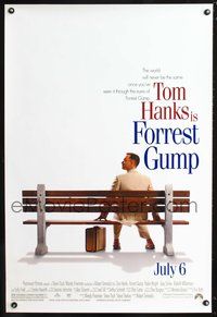 5m367 FORREST GUMP advance 1sh '94 Tom Hanks sits on bench, Robert Zemeckis classic!