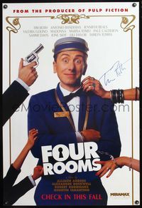 5m019 FOUR ROOMS advance signed 1sh '95 by Tim Roth, wacky image!