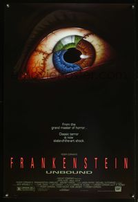 5m378 FRANKENSTEIN UNBOUND 1sh '90 Roger Corman, cool stitched eyeball art by Christian!