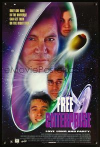 5m383 FREE ENTERPRISE 1sh '98 William Shatner, wacky martini as Star Trek logo design!