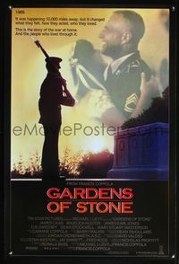 5m405 GARDENS OF STONE Int'l 1sh '87 James Caan, Anjelica Huston, lone soldier w/rifle!