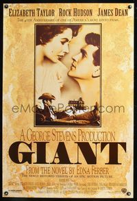 5m416 GIANT 1sh R96 James Dean, Elizabeth Taylor, Rock Hudson, directed by George Stevens!