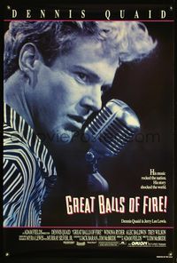 5m449 GREAT BALLS OF FIRE int'l 1sh '89 Dennis Quaid as rock 'n' roll star Jerry Lee Lewis!