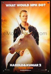 5m466 HAROLD & KUMAR ESCAPE FROM GUANTANAMO BAY DS teaser 1sh '08 Neil Patrick Harris on unicorn!