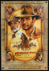 5m508 INDIANA JONES & THE LAST CRUSADE advance Brown 1sh '89 Ford & Connery art by Drew Struzan!