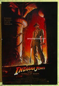 5m511 INDIANA JONES & THE TEMPLE OF DOOM 1sh '84 full-length art of Harrison Ford by Bruce Wolfe!