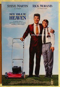 5m608 MY BLUE HEAVEN 1sh '90 wacky image of Steve Martin in crazy suit hugging Rick Moranis!