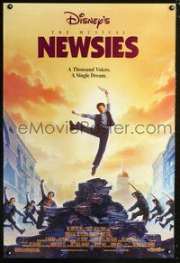 5m614 NEWSIES DS 1sh '92 Disney newsboy Christian Bale, great art by Drew Struzan!