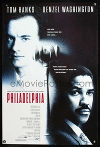 5m628 PHILADELPHIA 1sh '93 Tom Hanks, Denzel Washington, Jonathan Demme directed!