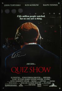 5m031 QUIZ SHOW DS signed 1sh '94 by Ralph Fiennes, fifty million watched and didn't see a thing!
