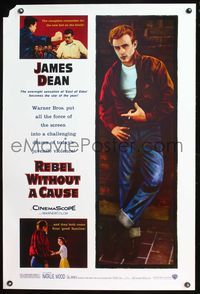 5m651 REBEL WITHOUT A CAUSE DS 1sh R05 Natalie Wood, James Dean was a bad boy from a good family!
