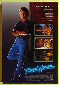 5m663 ROAD HOUSE 1sh '89 full-length Patrick Swayze is the best bouncer in the business!