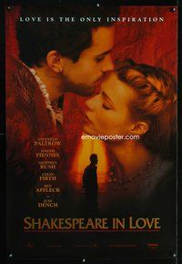 5m688 SHAKESPEARE IN LOVE int'l 1sh '98 romantic close up of Gwyneth Paltrow & Joseph Fiennes!