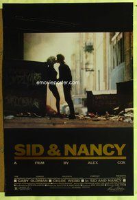 5m696 SID & NANCY foil 1sh '86 Gary Oldman & Chloe Webb, punk rock classic directed by Alex Cox!
