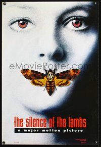 5m698 SILENCE OF THE LAMBS DS Teaser A 1sh '90 great image of Jodie Foster with moth over mouth!
