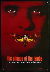 5m697 SILENCE OF THE LAMBS DS style B teaser 1sh '90 Anthony Hopkins with moth over mouth!