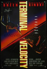 5m037 TERMINAL VELOCITY DS int'l signed 1sh '94 by Charlie Sheen, cool image!