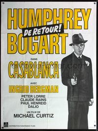 5n374 CASABLANCA French 1p R70s cool full-length image of Humphrey Bogart pointing gun by Boumendil