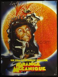 5n385 CLOCKWORK ORANGE French 1p R82 Stanley Kubrick classic, wild art of Malcolm McDowell!