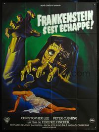 5n397 CURSE OF FRANKENSTEIN French 1p R70s different art of monster attacking sexy girl by Mascii!