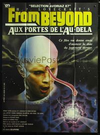 5n446 FROM BEYOND French 1p '86 H.P. Lovecraft, wild completely different brain-sucker horror art!