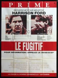 5n449 FUGITIVE French 1p '93 Harrison Ford is on the run from an obsessed detective!